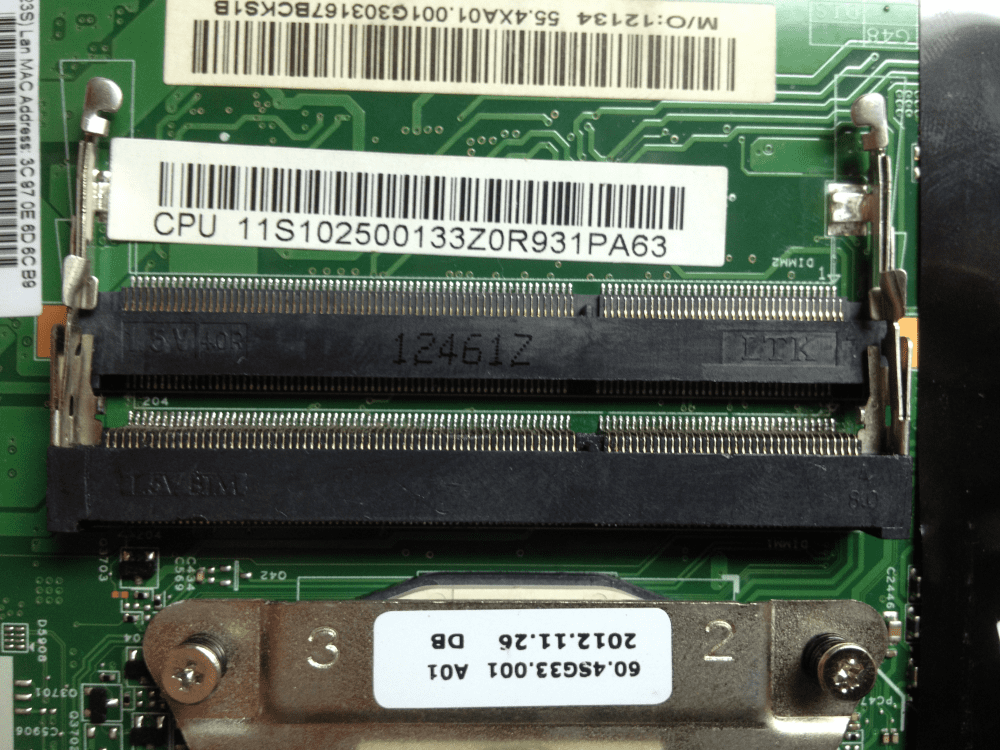 RAM notebook Lenovo G580 20157 upgrade second slot второй разъем ОЗУ Леново 580